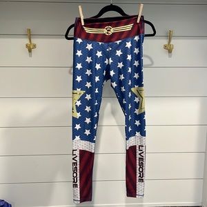 Fun LIVESORE Wonder Woman workout leggings.